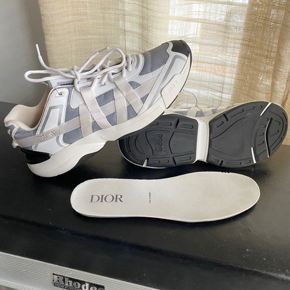 Christian Dior B24 RUNTEK 43-10 rubber shoes white grey black sneakers trainers - Picture 9 of 12